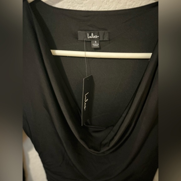 Lulu's Serious Stunner Black Ruched Long Sleeve Bodycon Dress Size S NWT - Picture 5 of 7